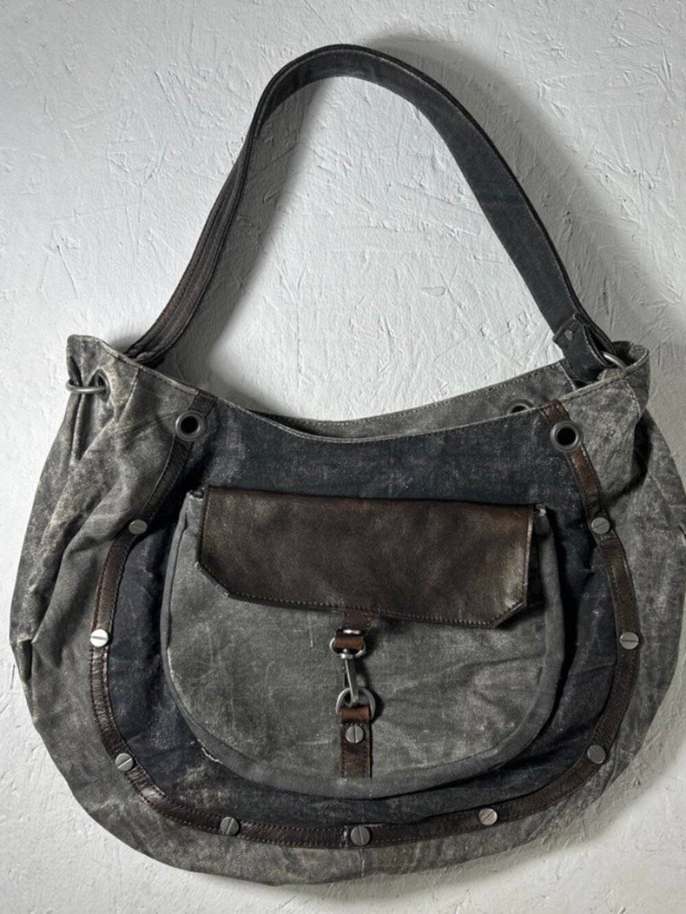 Mona B Canvas Leather Satchel Shoulderbag Steampunk Grunge Y2K
